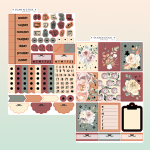 Foiled Boho Fall Vertical Planner Sticker Set - 4 Pages