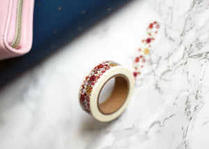 Simple Red and Yellow Floral Patterned Washi Tape