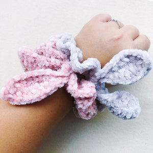 Crochet Bunny Ears Velvet Scrunchies