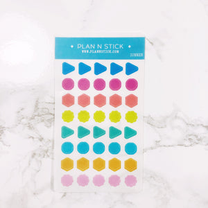 Transparent Shape Stickers - Basic Shapes - Summer