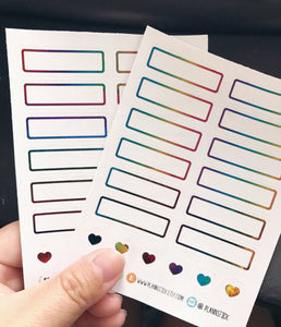 Rainbow Foiled Quarter Boxes Hearts Planner Stickers