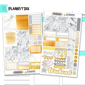 Minimalist Glam - Marble and Gold Mini Sticker Set Kit
